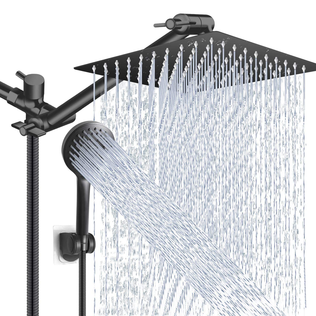 PinWin Shower Head Combo 10-inch rain showerhead delivers full-body coverage for a refreshing rinse