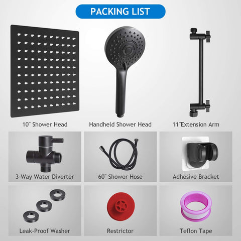 PinWin Shower Head Combo easy-install kit with included wrench and tape