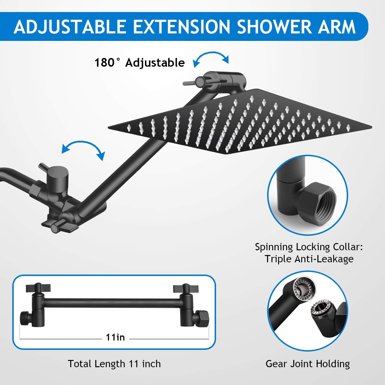 PinWin Shower Head Combo self-cleaning nozzles reduce mineral buildup