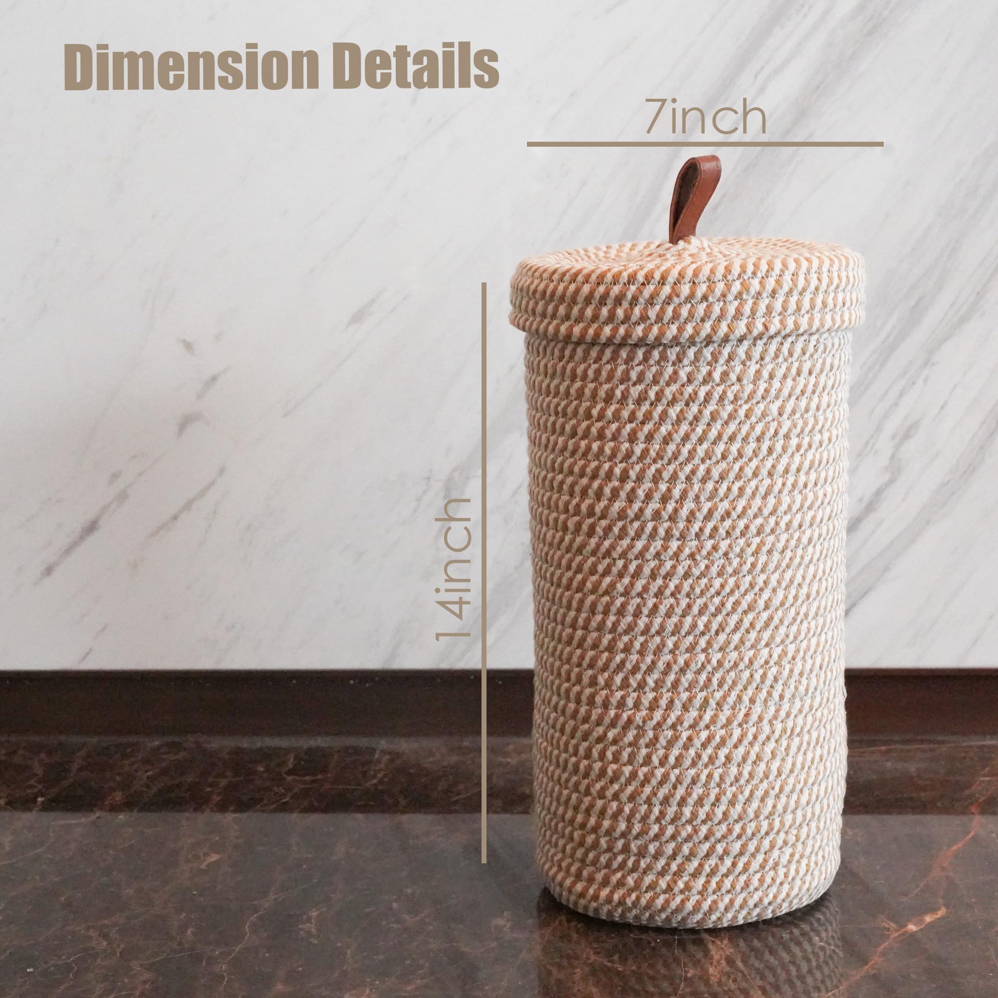 PINXIURY toilet paper basket with lid protects rolls from moisture with a discreet, dust-free design.