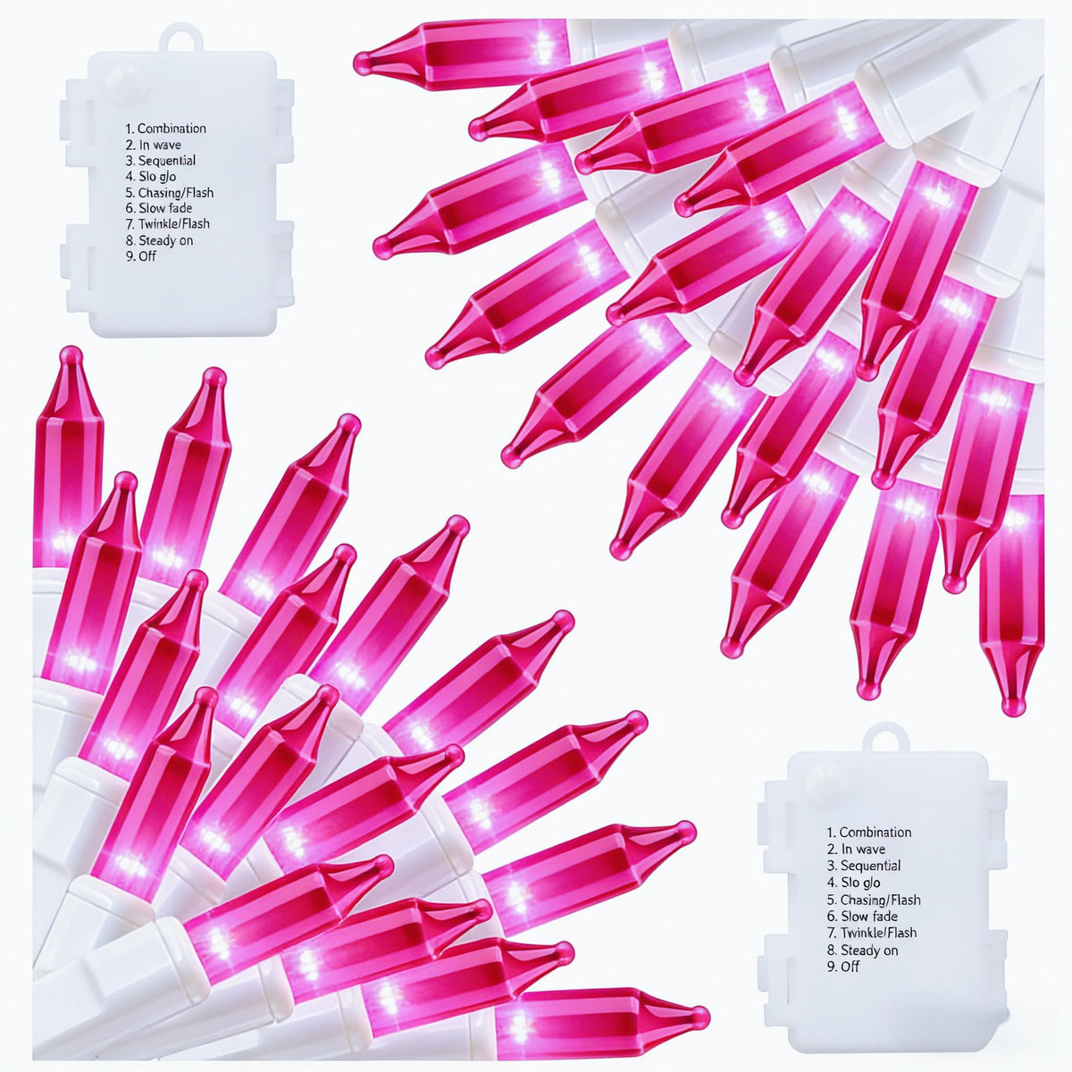 PIONJOY pink LED lights two-pack on 17.4 ft strands create a romantic ambience