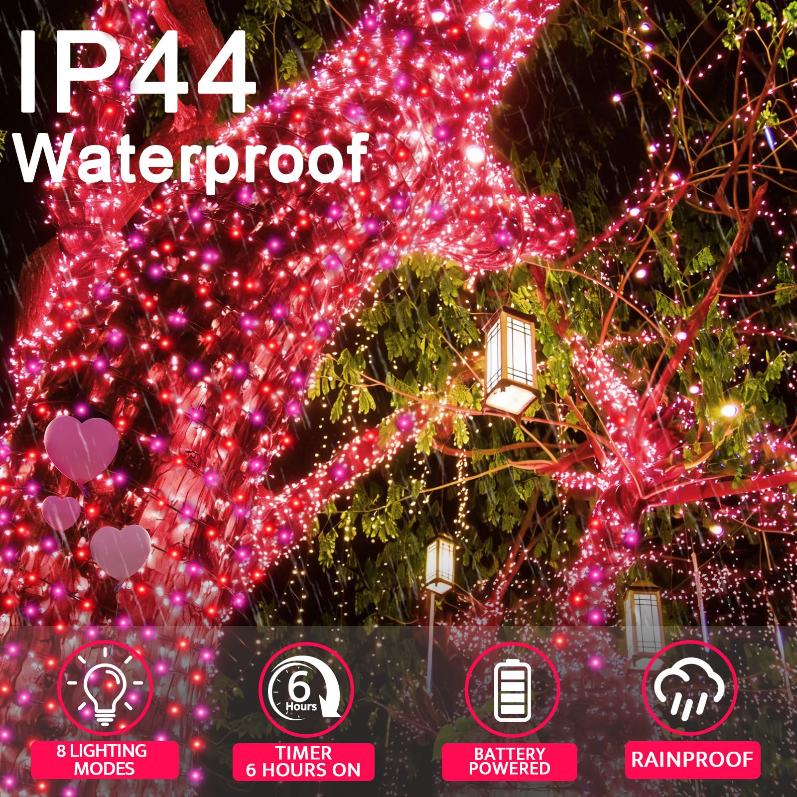PIONJOY indoor outdoor valentines lights for versatile placement