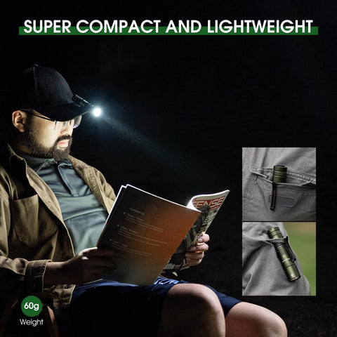 PIOOCAN aluminum tactical flashlight with IPX6 protection.
