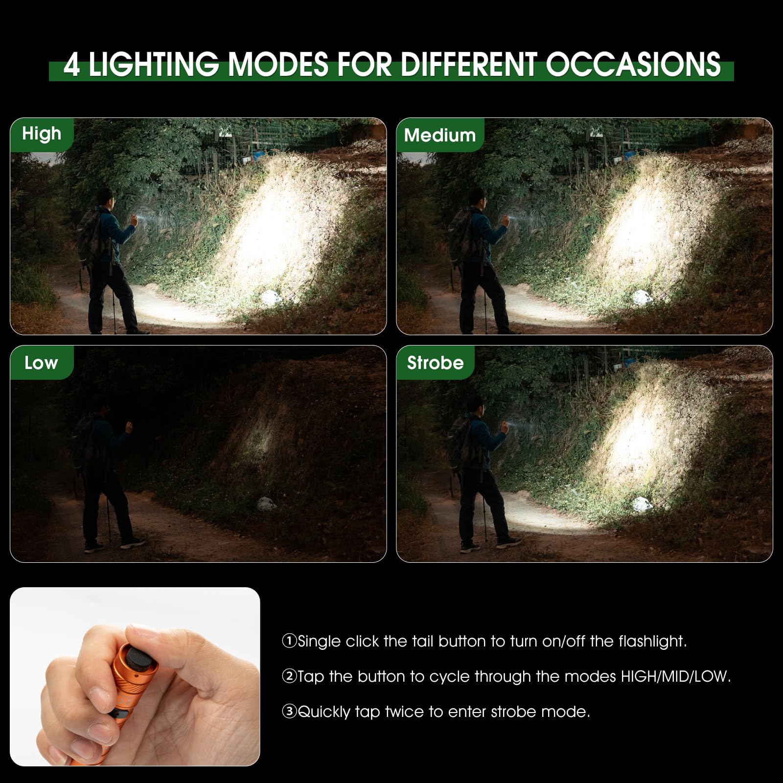 PIOOCAN compact light showing 1.5 m impact resistance in rugged use.