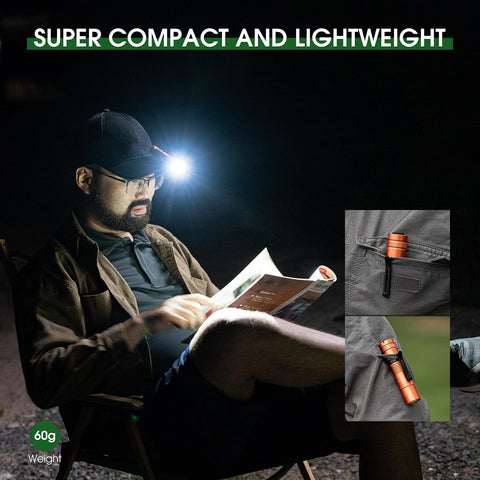 PIOOCAN flashlight highlighted with IPX6 water resistance for wet conditions.