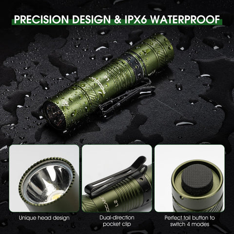 PIOOCAN four-mode flashlight high medium low strobe.