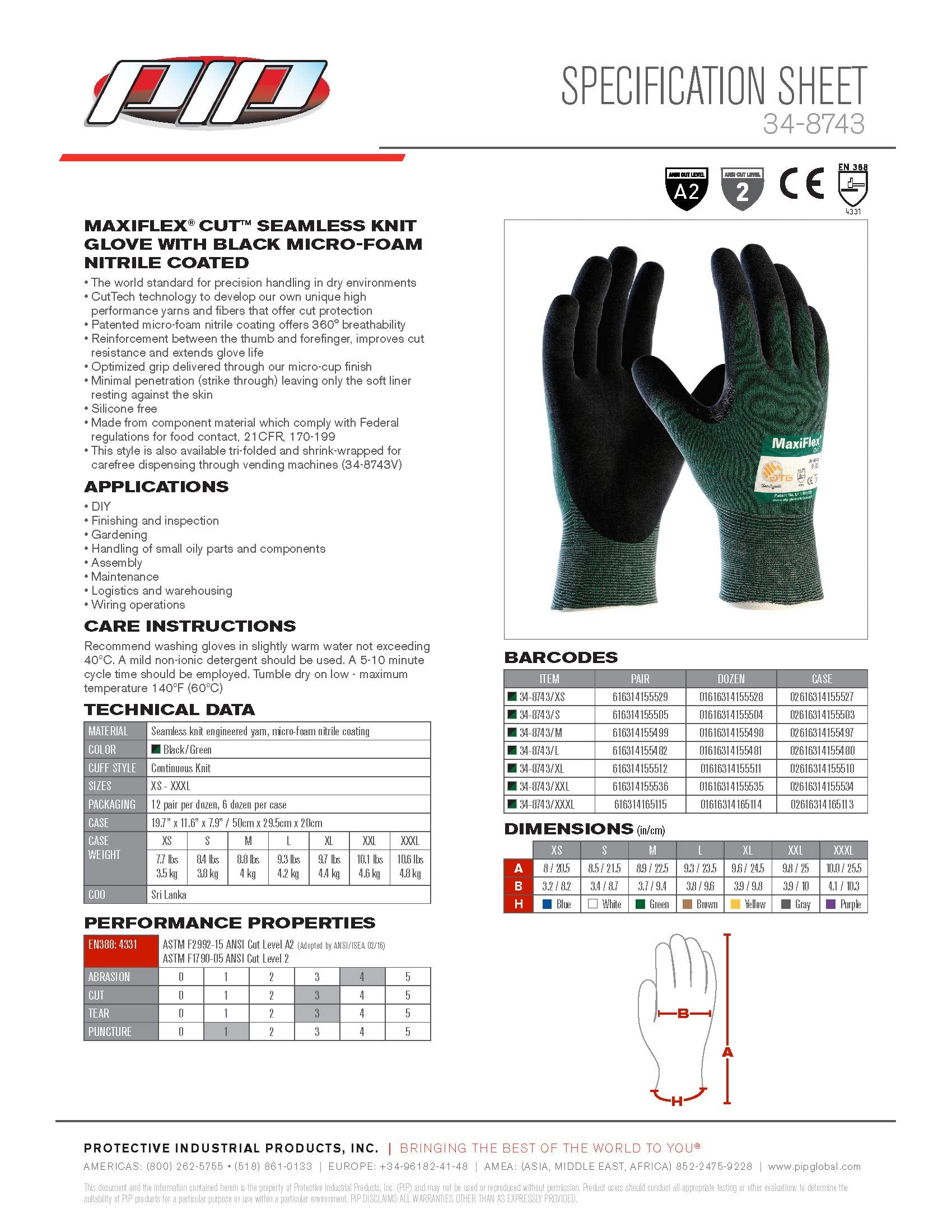 Pip ATG 34-8743 MaxiFlex cut touchscreen-friendly design.