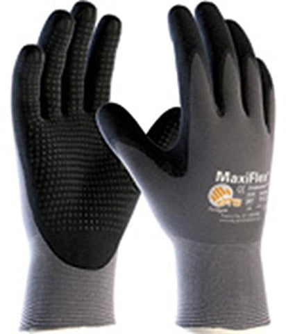Pip MaxiFlex Endurance glove fingertips coated with micro-foam for enhanced grip in wet or oily tasks.