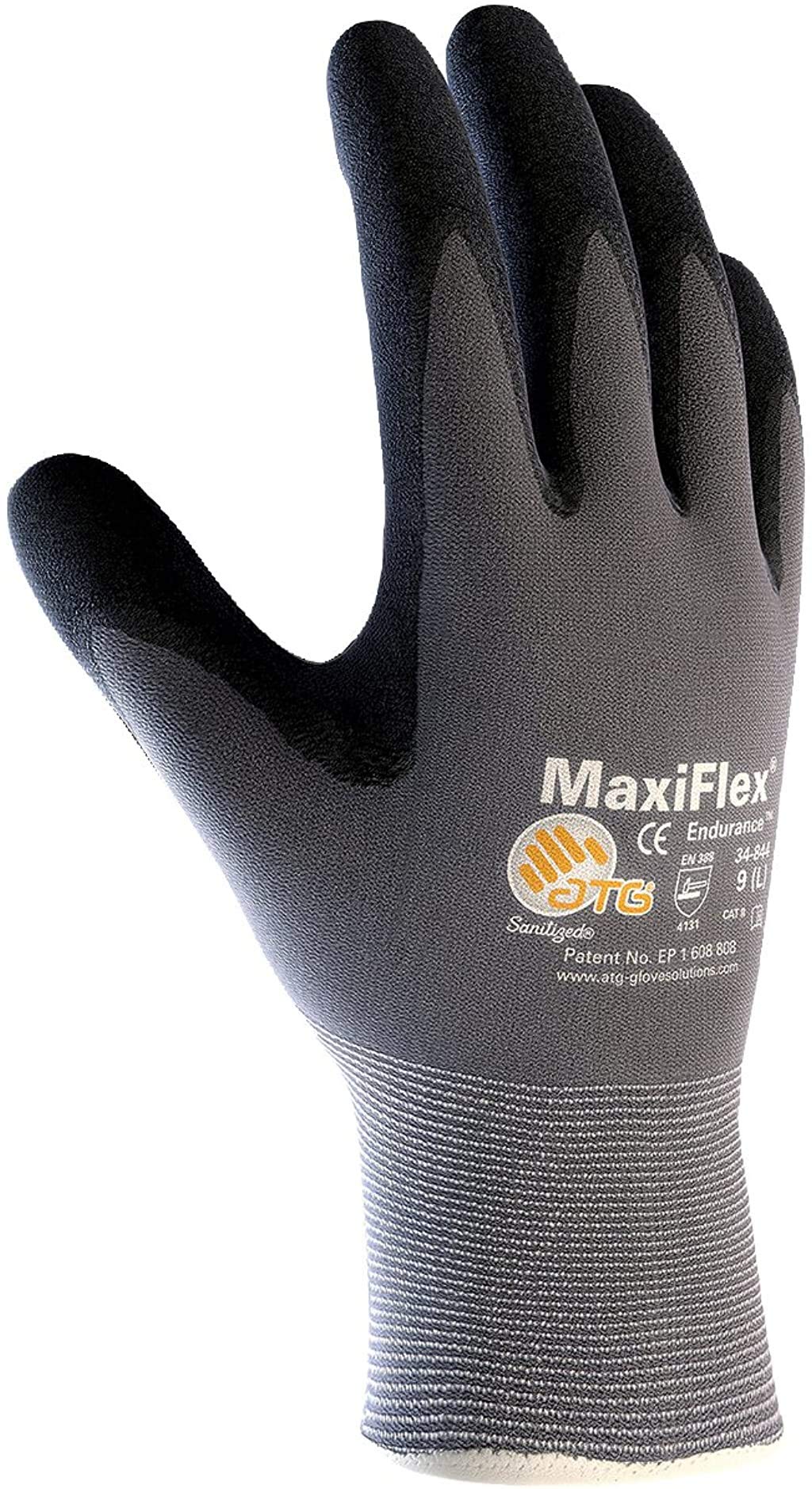 Pip MaxiFlex Endurance glove palm view with nitrile-dotted grip for secure handling.