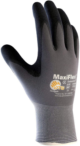 Pip MaxiFlex Endurance glove palm view with nitrile-dotted grip for secure handling.