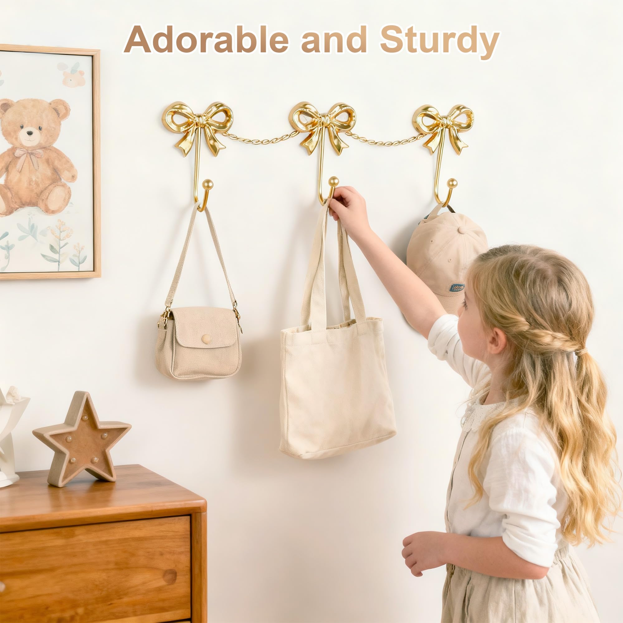 Pipigaty gold bow towel hook for bathroom convenience and elegance