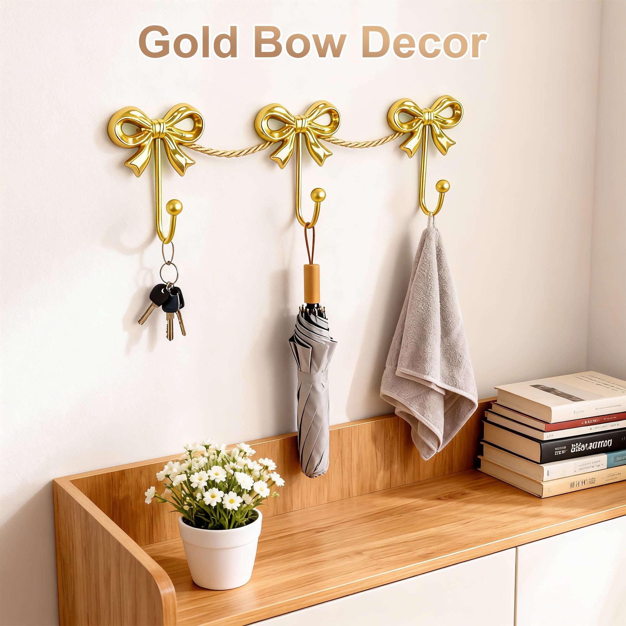 Pipigaty vintage gold bow hook suits Loveshackfancy-inspired decor