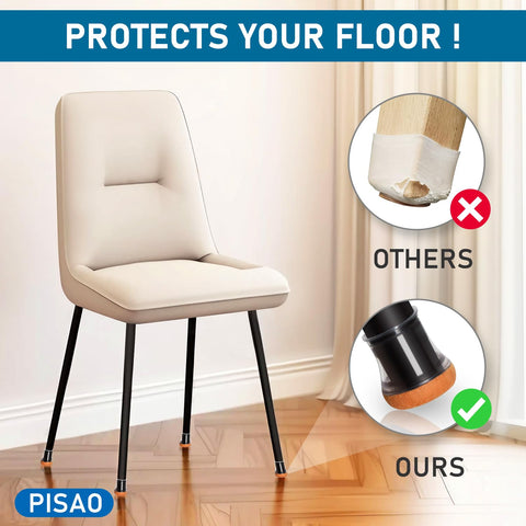 PISAO felt-wrapped chair leg pad for quiet, smooth movement.