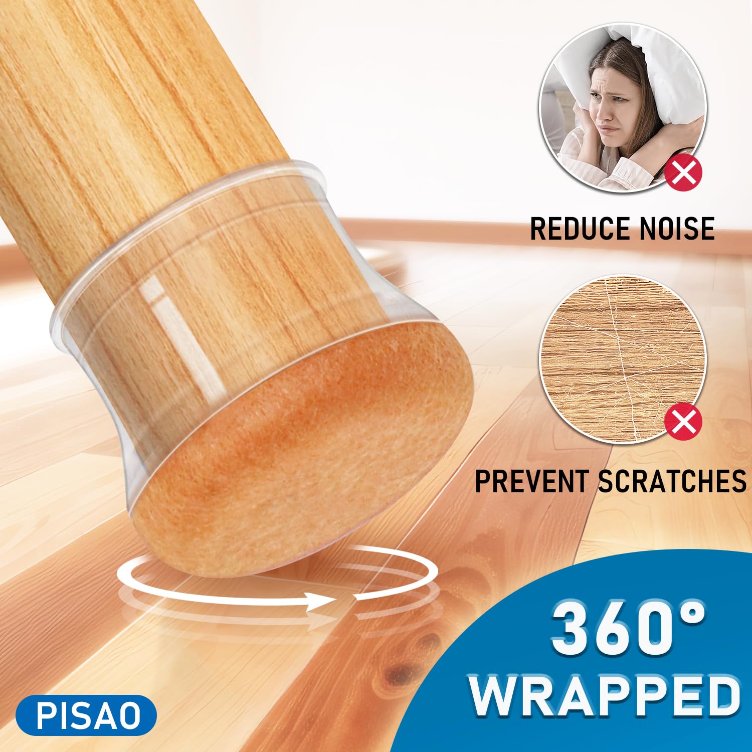 PISAO felt pad adhesion reduces scratches and floor noise.