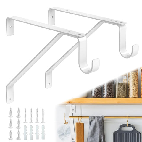 Pisman adjustable closet rod bracket white 10inch two-pack for sturdy organization