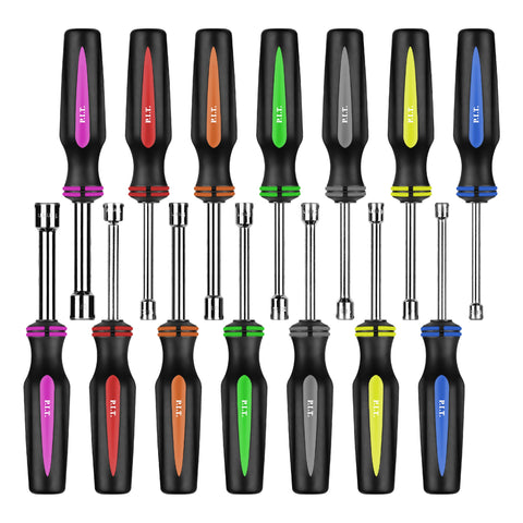 P.I.T. 14PC nut driver with color-coded handles for quick identification.