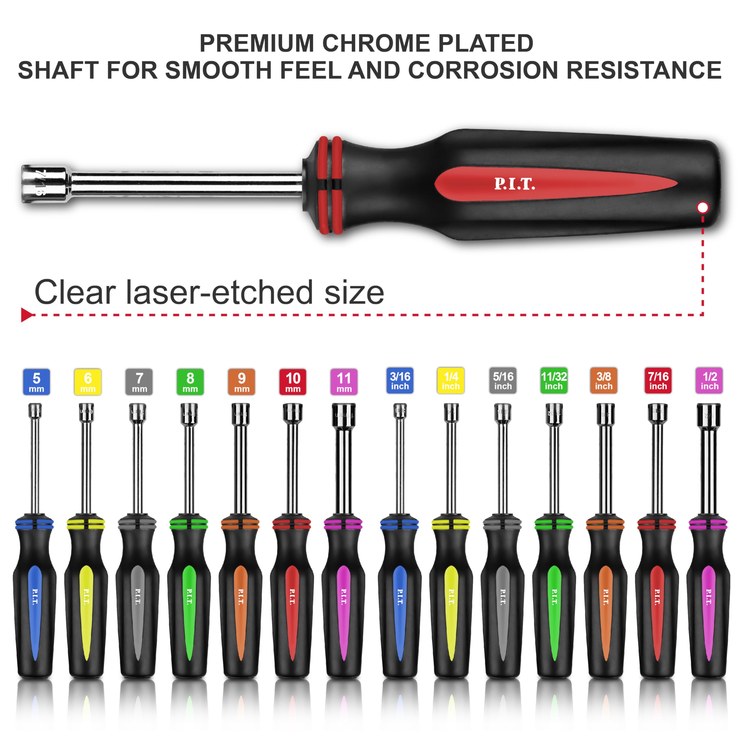 Solid shaft design from P.I.T. provides reliable torque for tight fasteners.