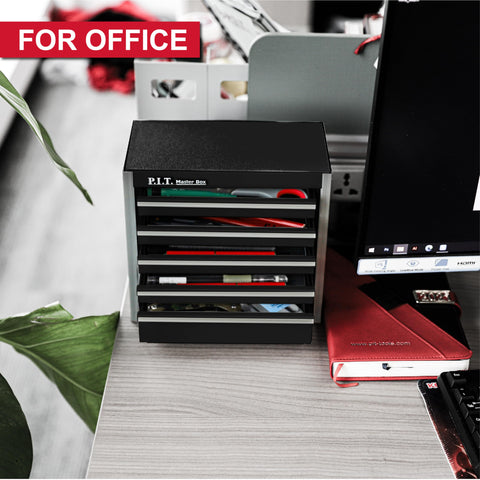 P.I.T. Mini Black Tool Box anti-slip pads keep it stable on surfaces