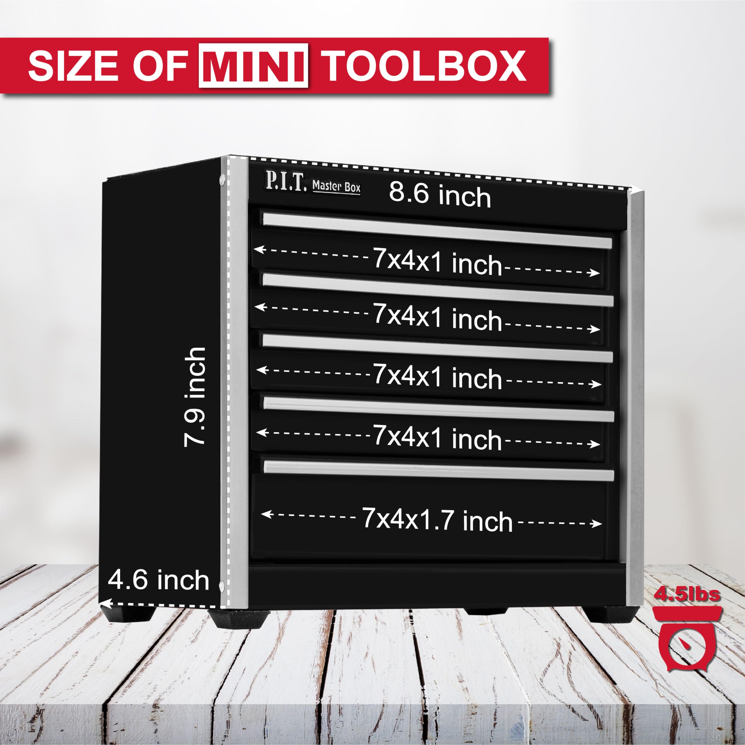 P.I.T. Mini Black Tool Box liner provides moisture protection for tools