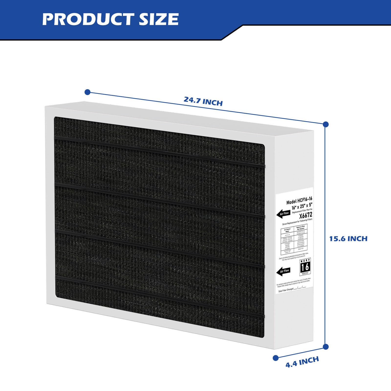 Pitymody X6672 filter actual size label confirms precise fit.