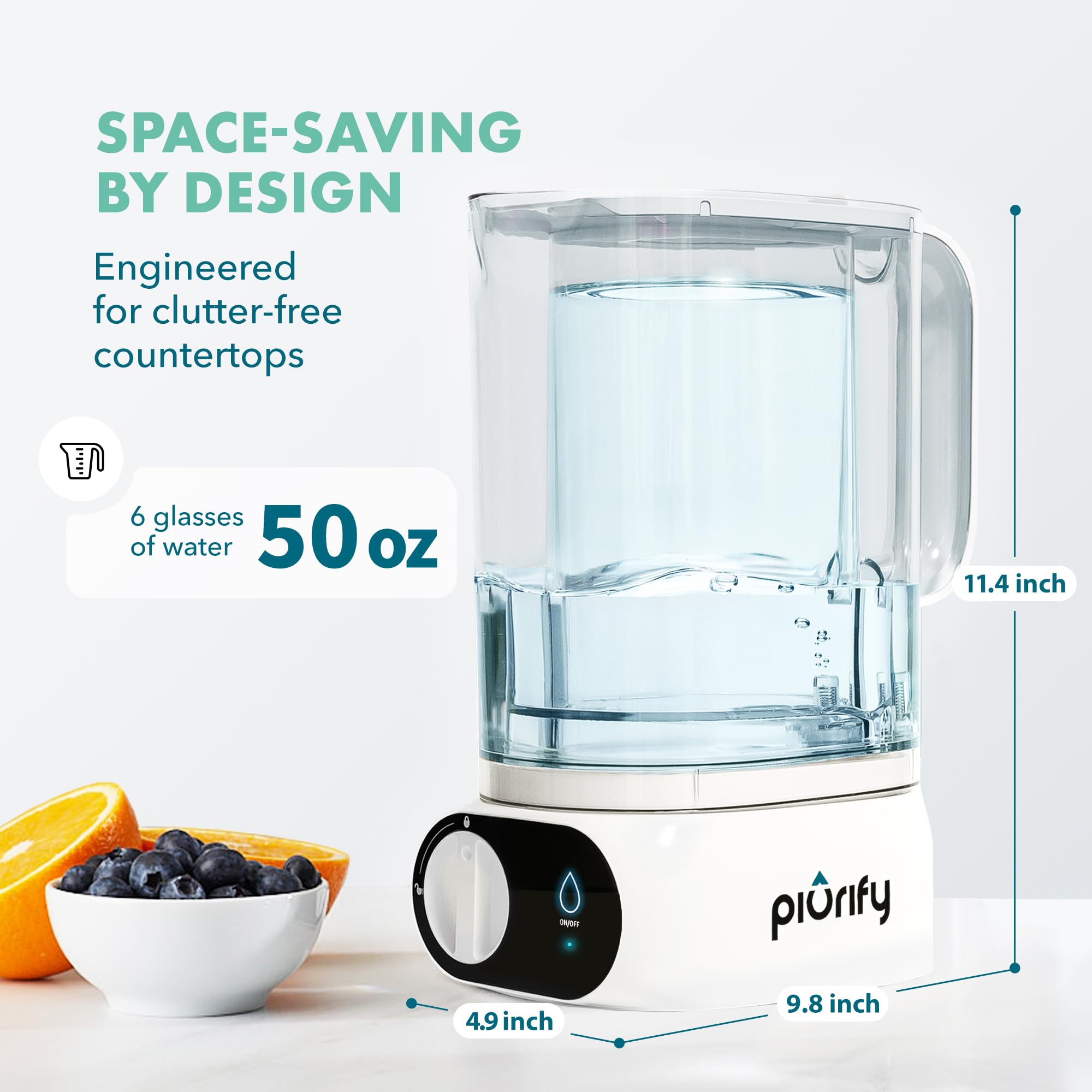 PIURIFY smart alert panel communicates filter status and maintenance reminders.