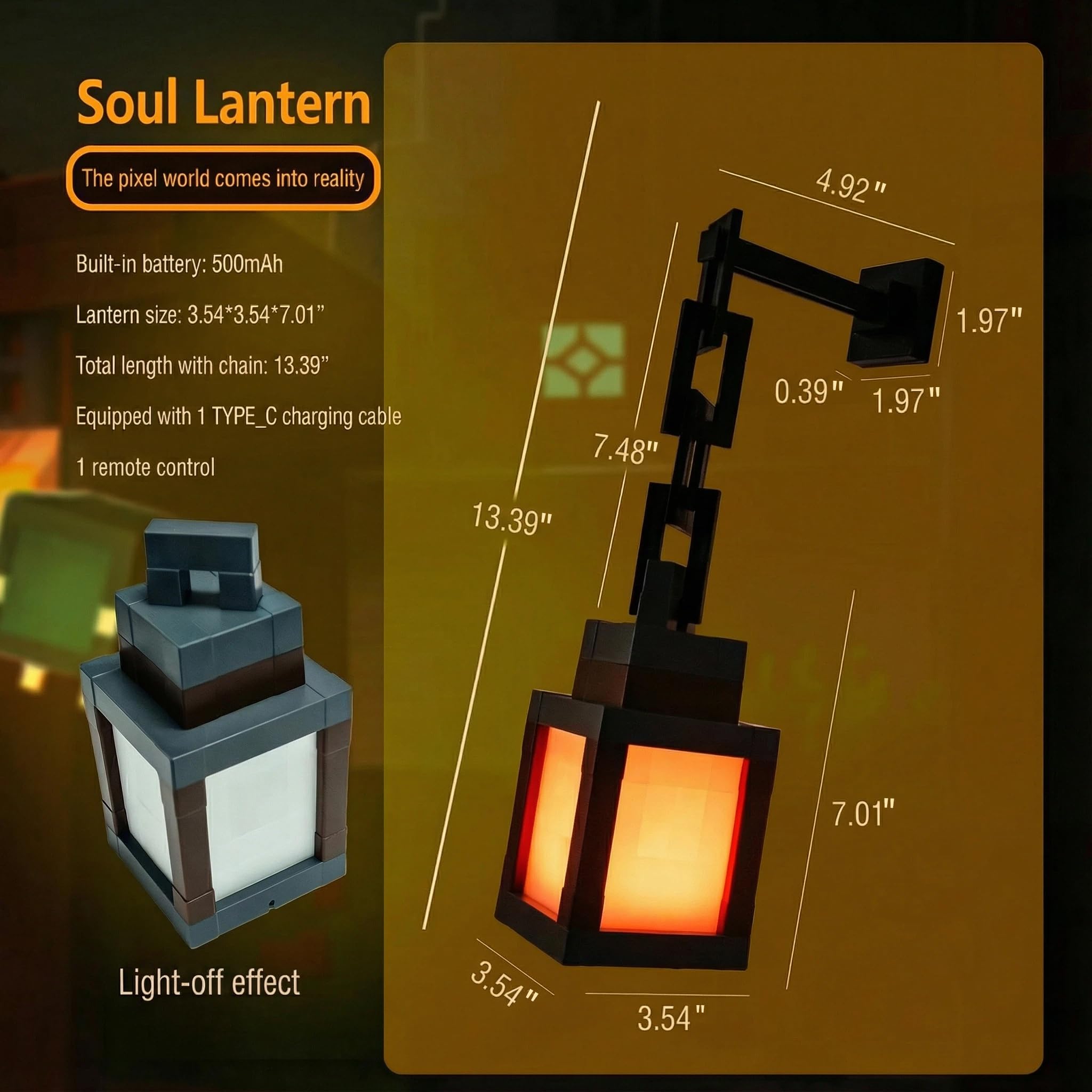 Pixelated Lantern bedside light provides soft, eye-friendly glow