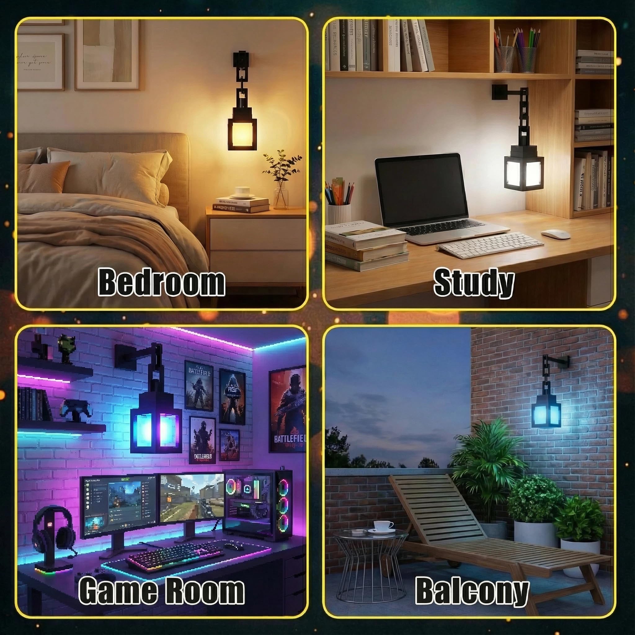 Pixelated Lantern wall-mount option for clutter-free decor