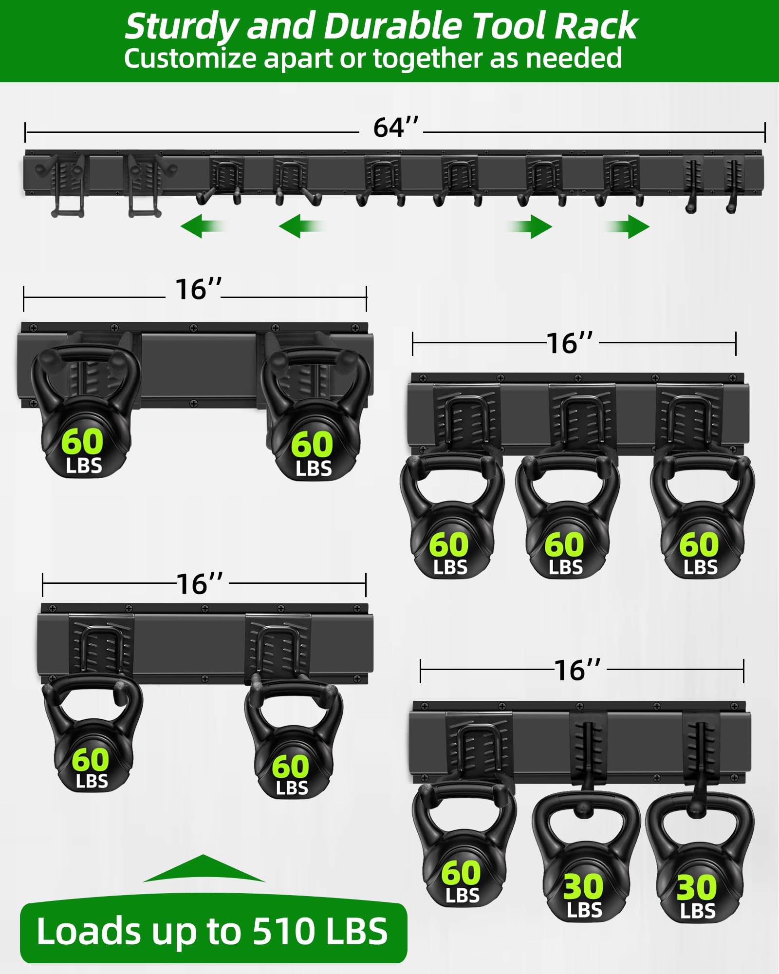 PIYILO organizer mounted into studs creates sturdy, space-saving wall storage.