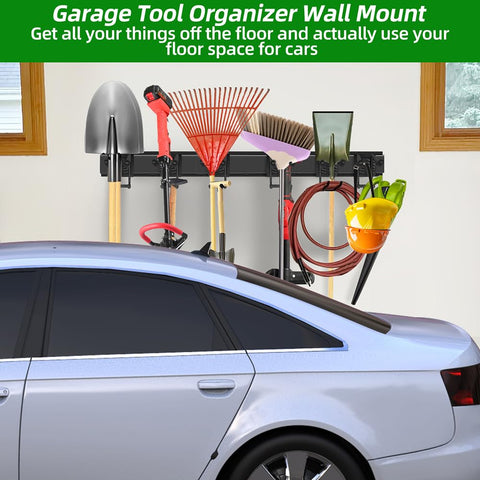 PIYILO organized storage for ladders, brooms, shovels, and garden gear