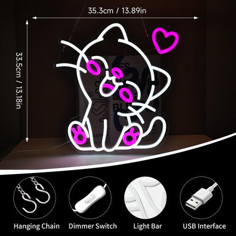 Pkshfja cat neon sign silicone tubes glow softly for intimate party lighting
