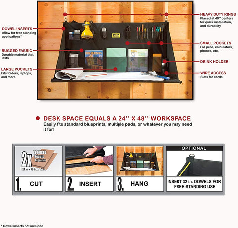 Plan Station PRO WS3800 heavy-duty pockets organize blueprints and tools