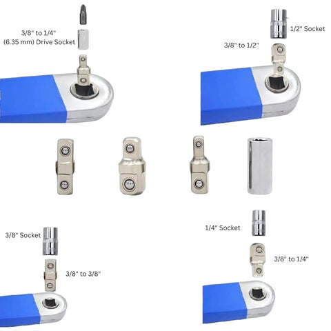 Planatex adapter set with square drive shown for versatile reach across tools