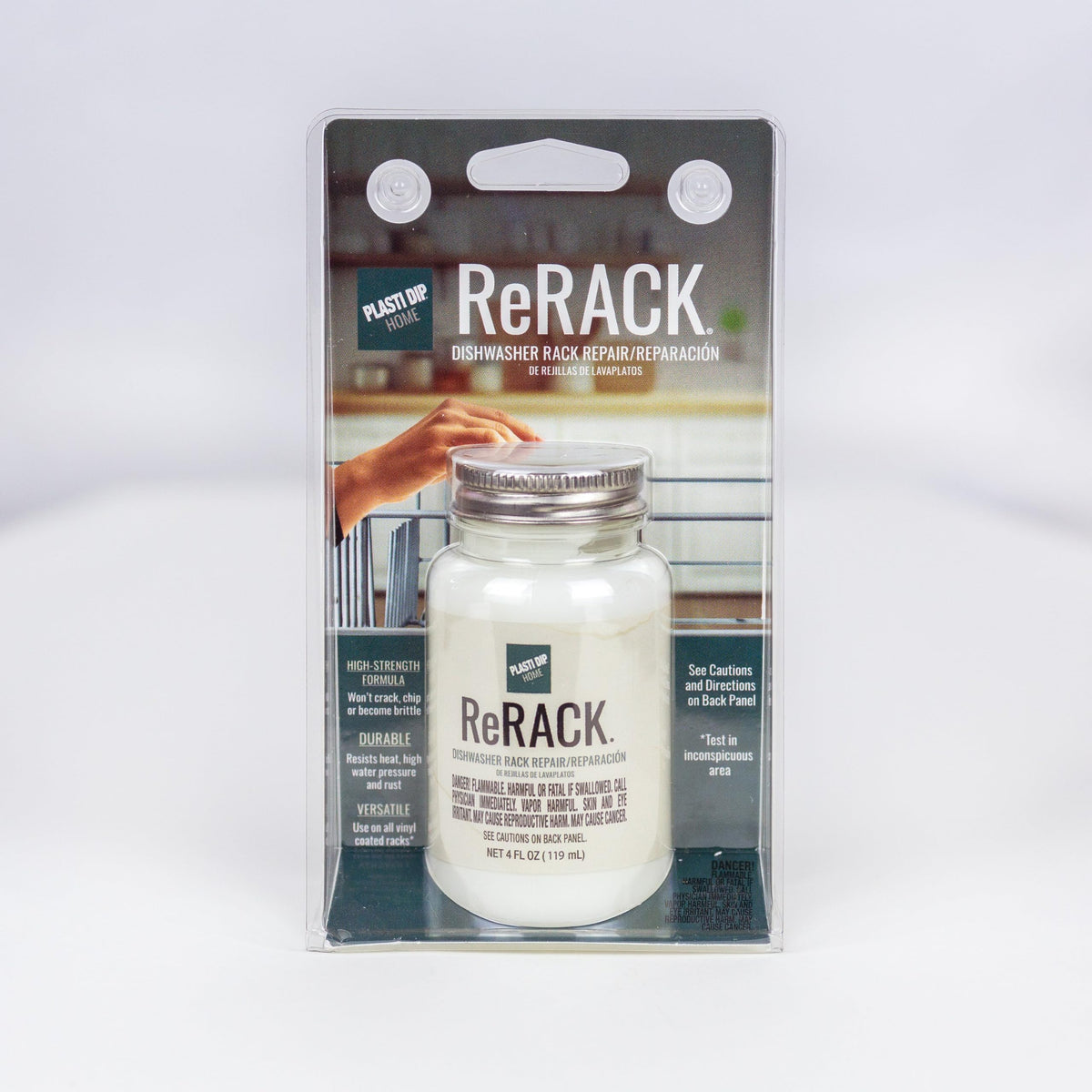 Plasti Dip ReRACK bottle with built-in brush cap for precise rack restoration.