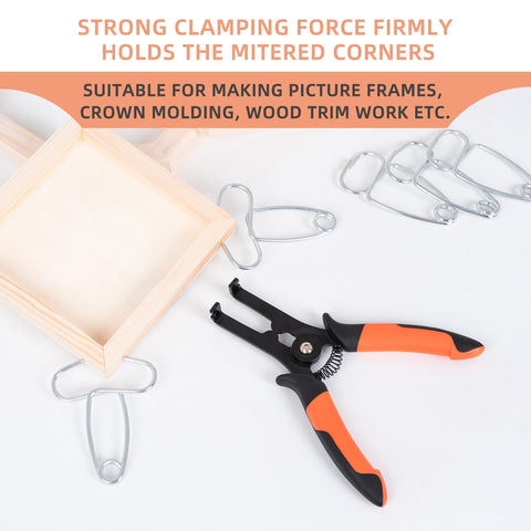 PLATATO miter clamps opened to 0-2 inches securing a trim piece.