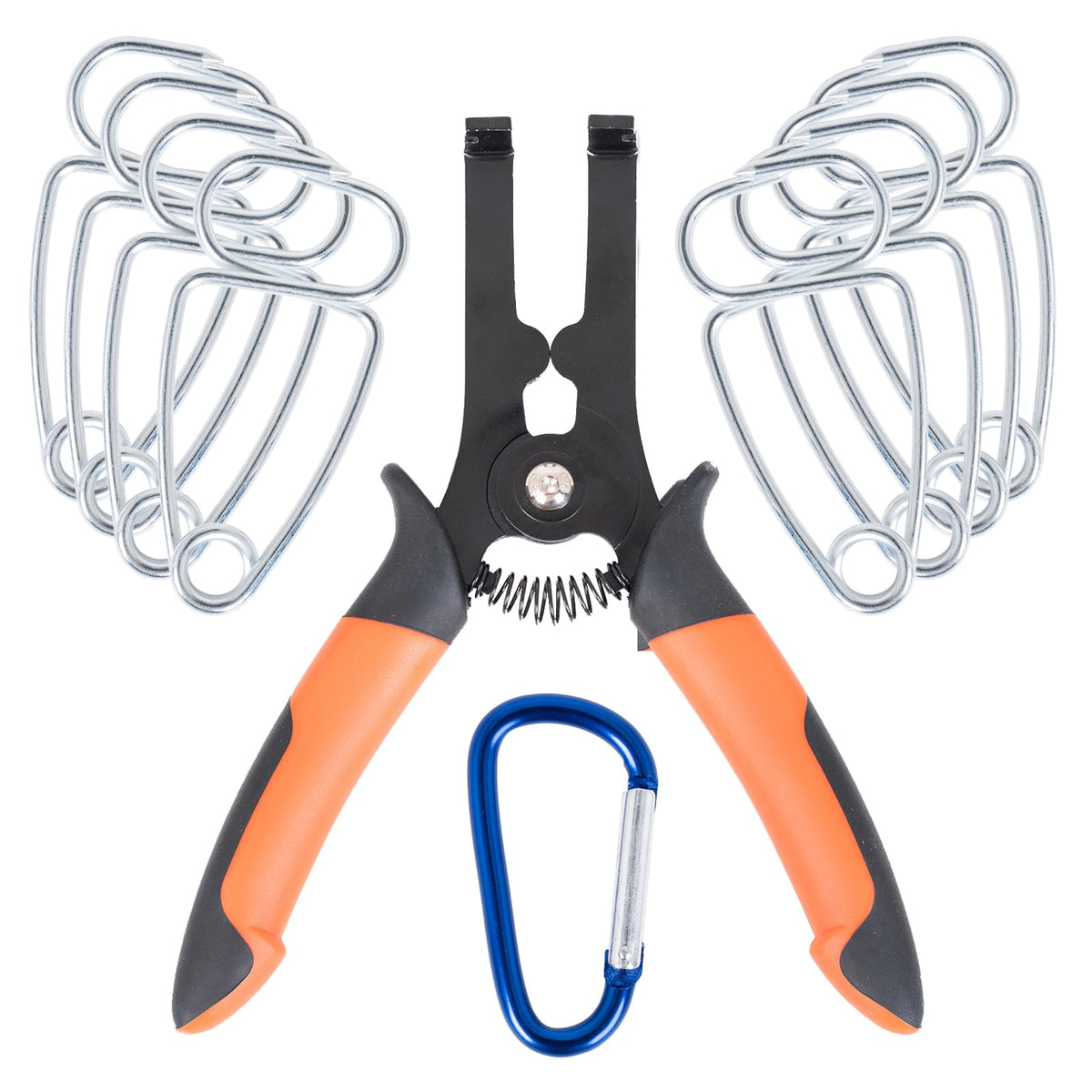 PLATATO miter spring clamps kit with pliers securing a tight corner joint for trim.