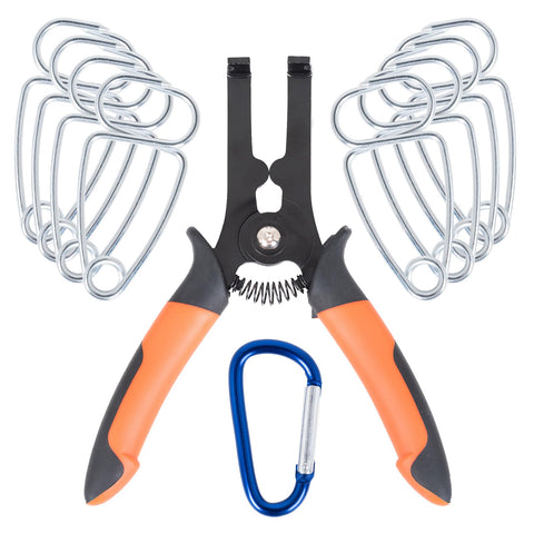 PLATATO miter spring clamps kit with pliers securing a tight corner joint for trim.