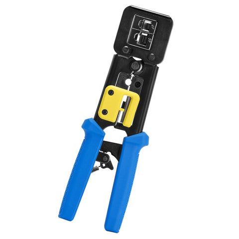 Platinum Tools 100054C crimp tool with built-in cutter and stripper for flat and round cable