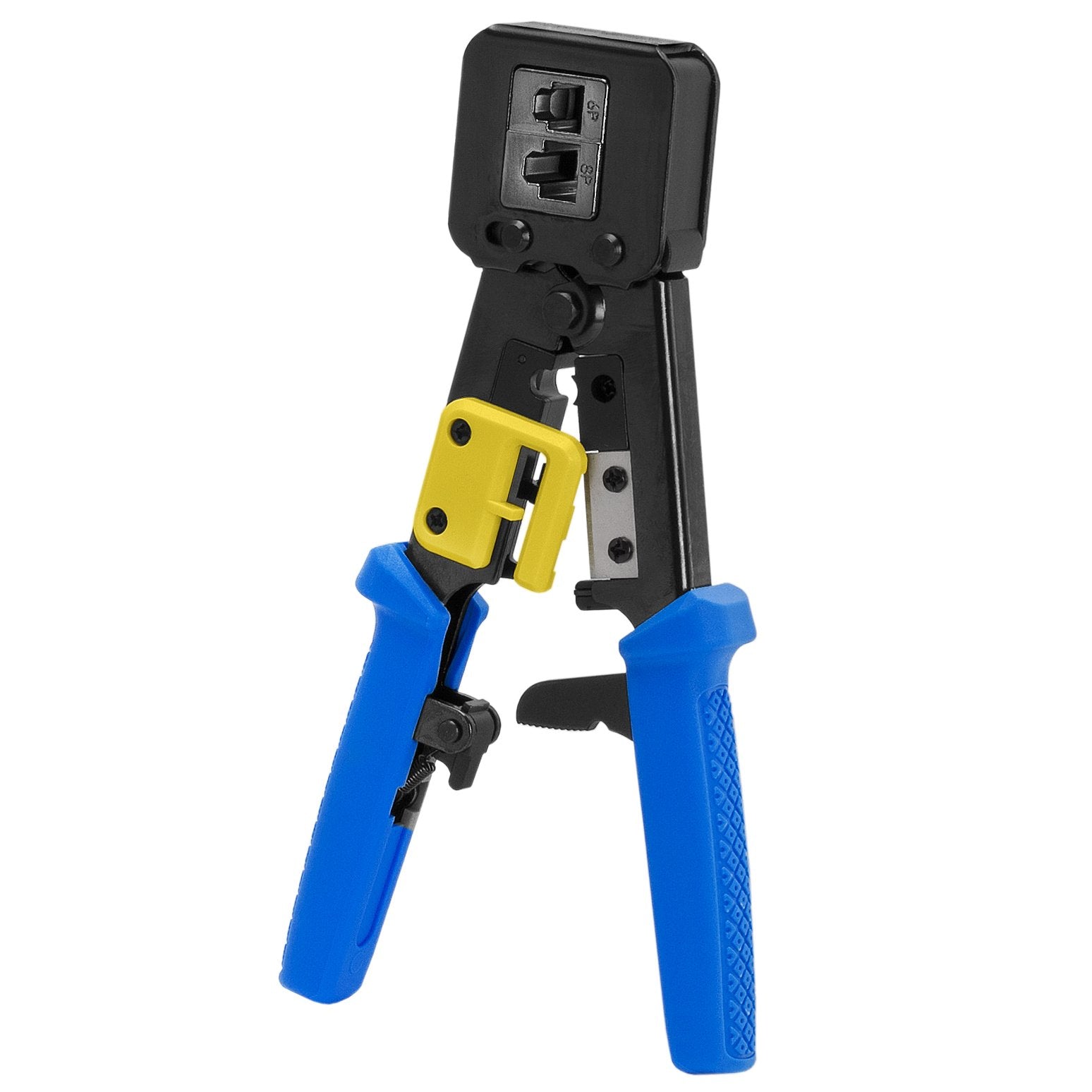 Platinum Tools 100054C crimp tool front view for EZ connectors and reliable terminations
