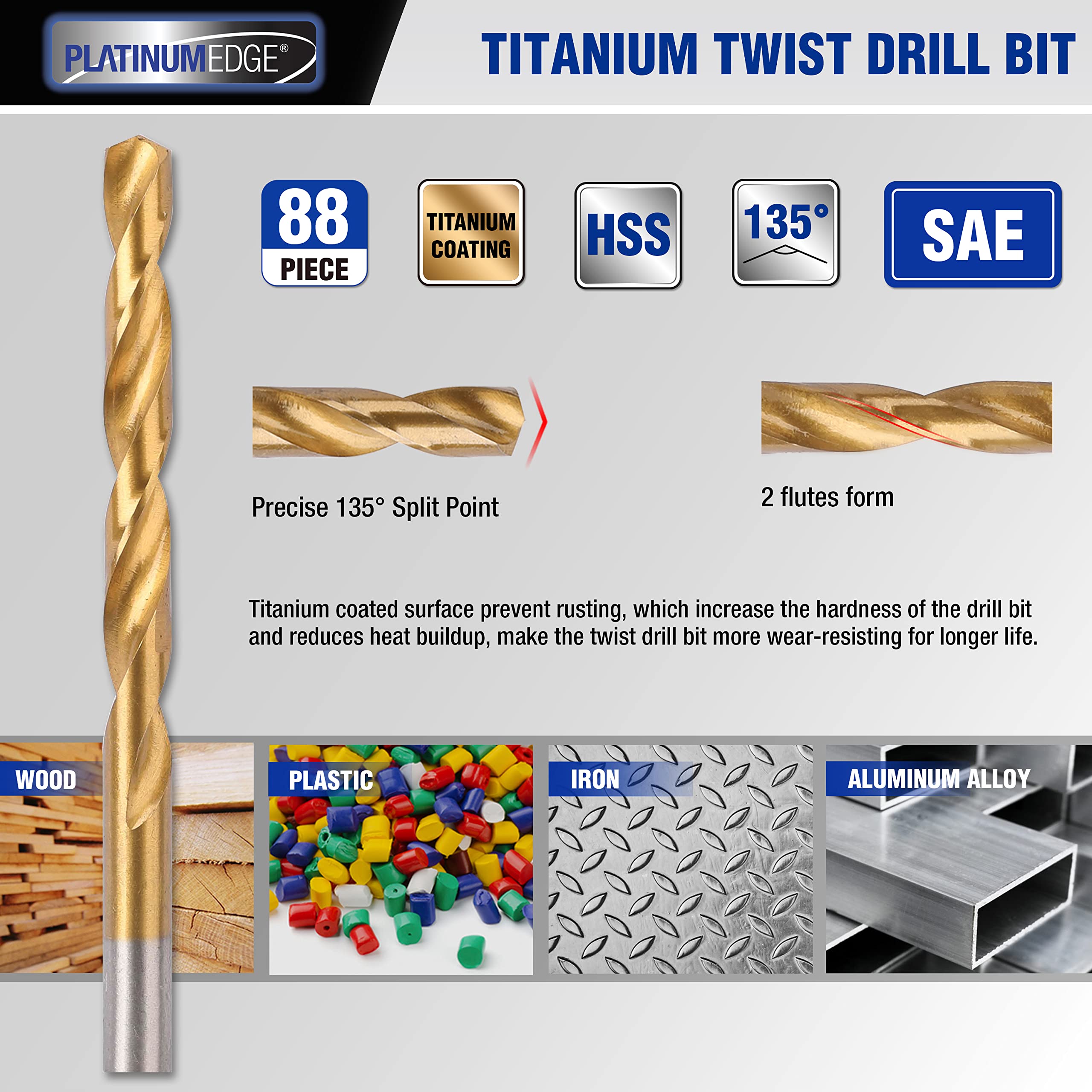 PLATINUMEDGE 26 brad point bits ideal for cabinetry and doweling