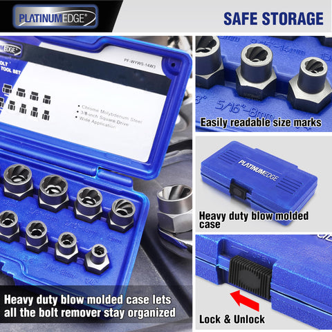 PLATINUMEDGE blow-molded case keeps tools protected and organized.