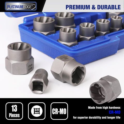 PLATINUMEDGE reverse-spiral flutes bite into rusted bolts for secure grip.