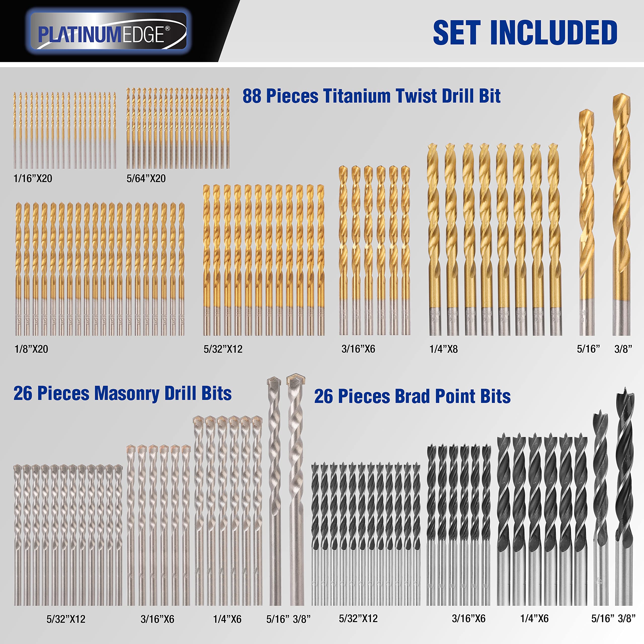 PLATINUMEDGE titanium twist bits offer smooth cuts and rust resistance