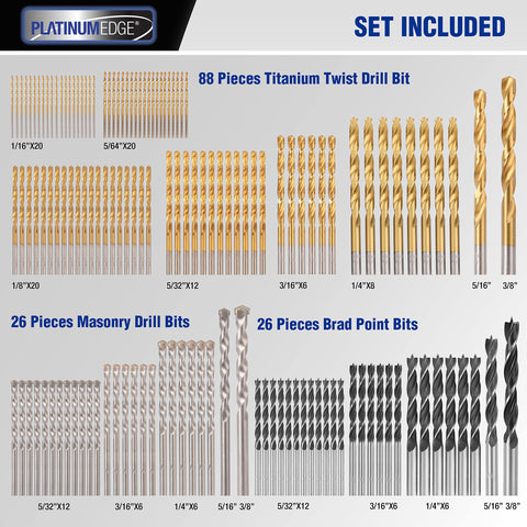 PLATINUMEDGE titanium twist bits offer smooth cuts and rust resistance