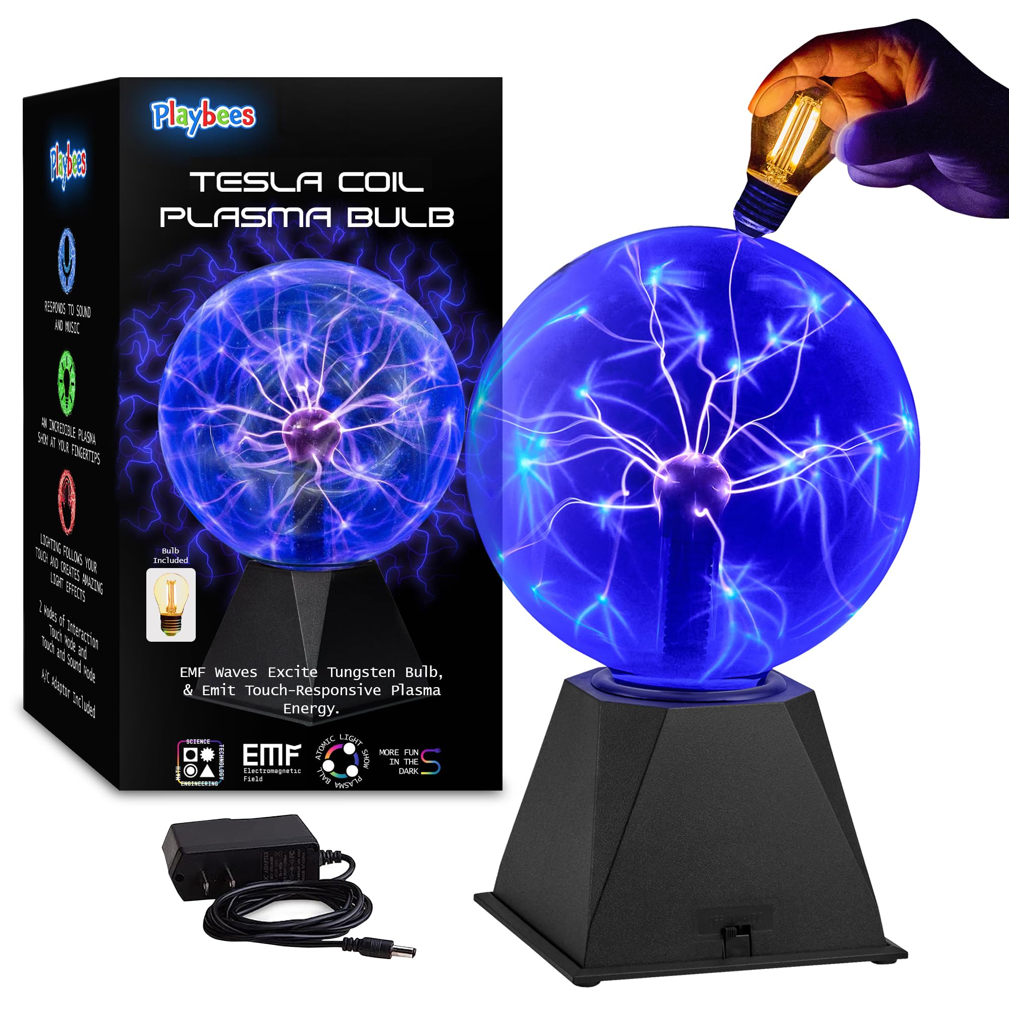 Playbees blue plasma ball 7-inch glowing for captivating party decor