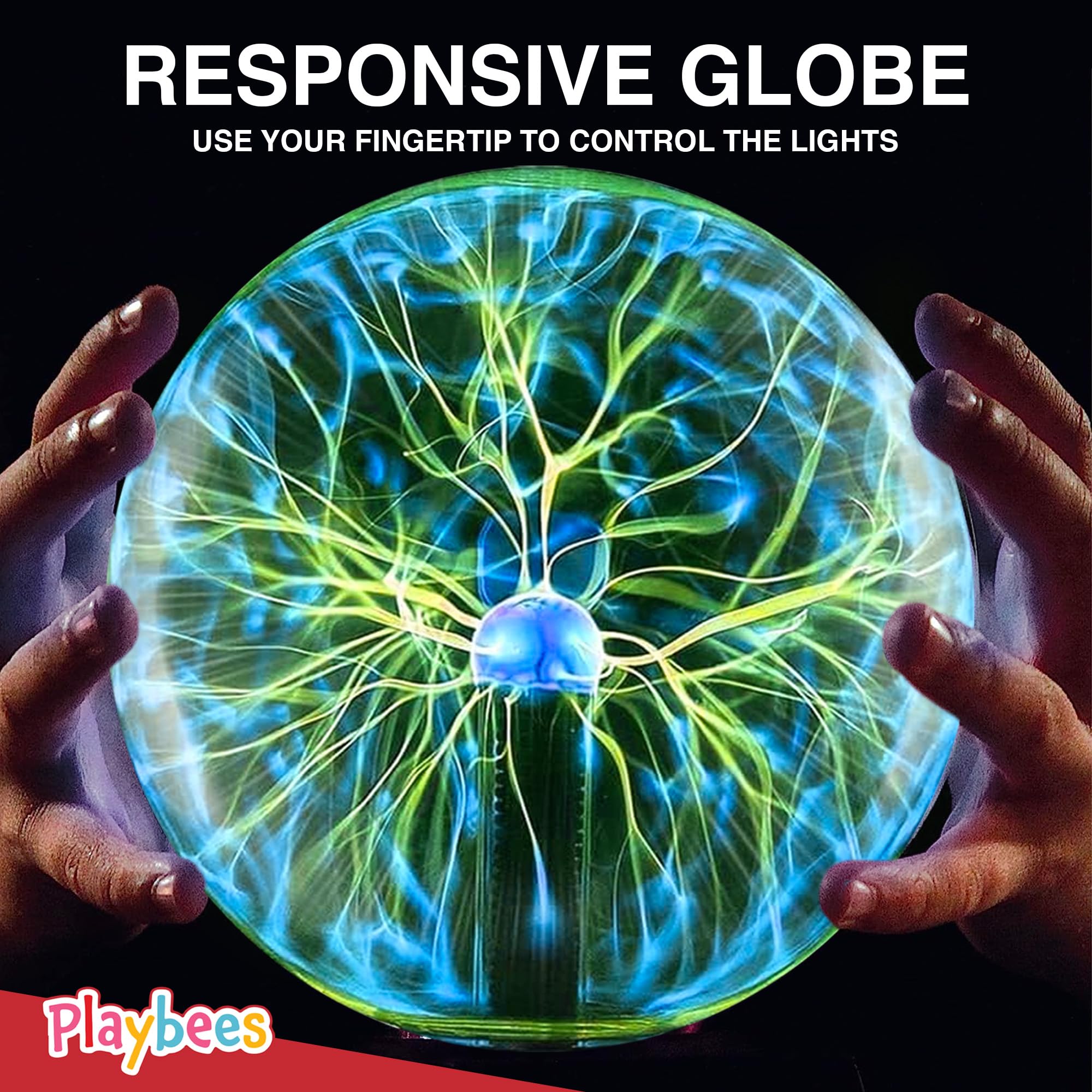 Playbees Green Plasma Ball sturdy plug-in power for continuous light display