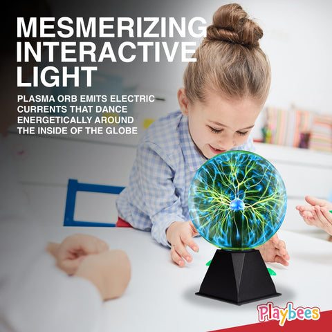 Playbees Green Plasma Ball sparkles with vibrant colors and vortex-like arcs