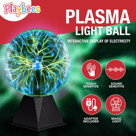 Playbees Green Plasma Ball in action with spark-like visuals and ambient lighting