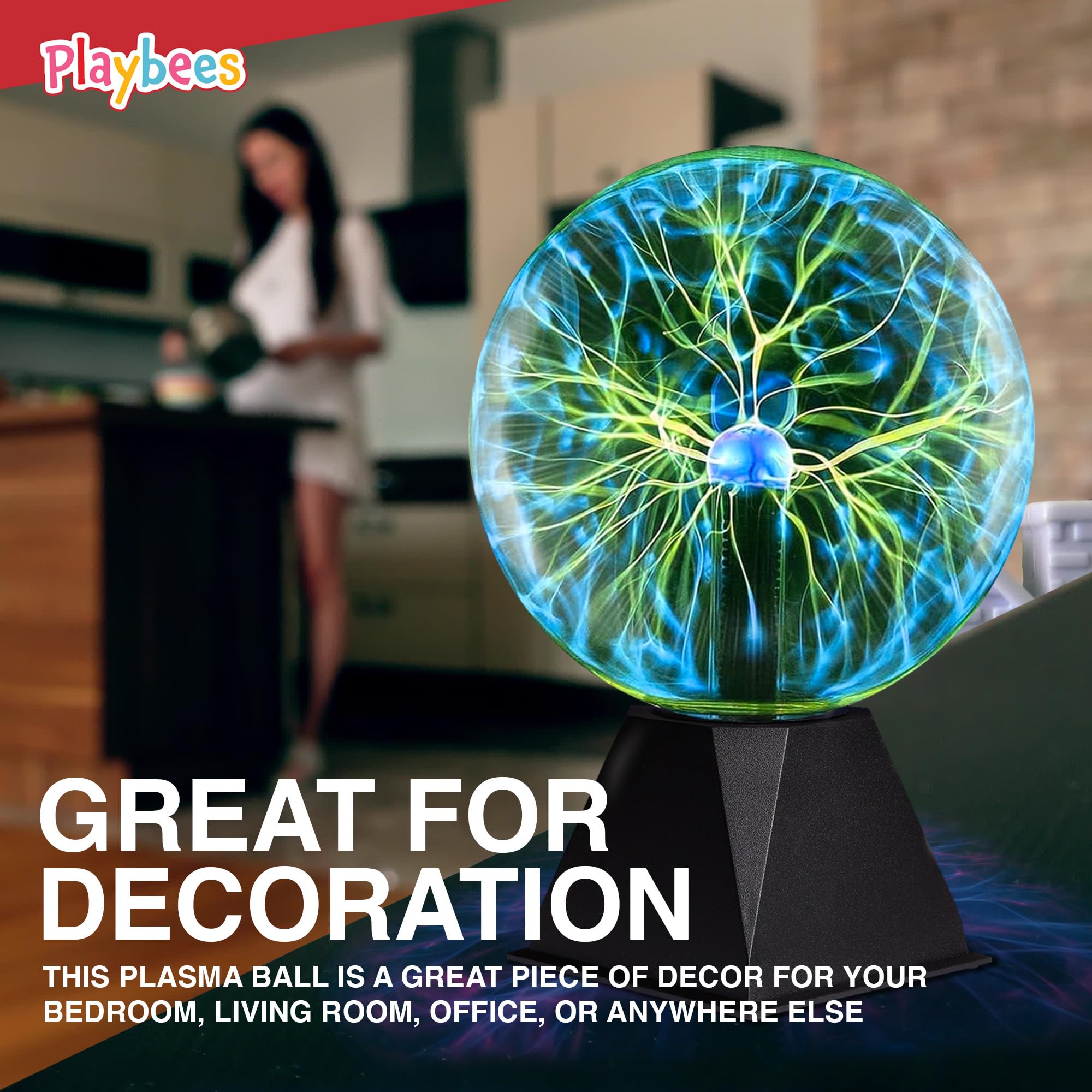 Playbees Green Plasma Ball as a party centerpiece elevating room mood