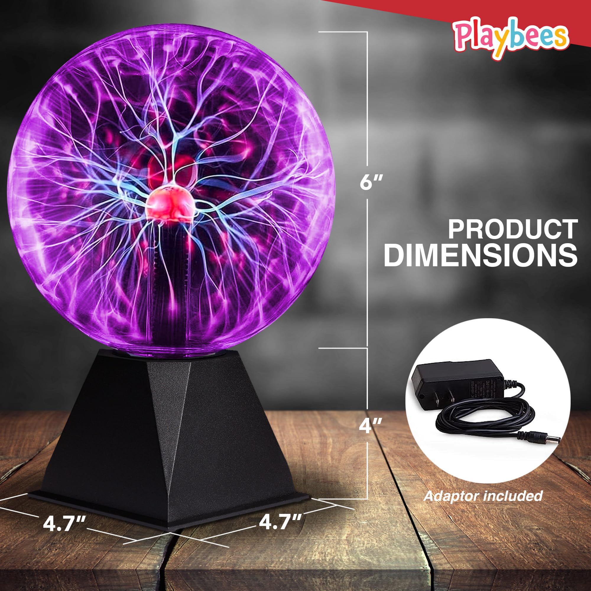 Playbees Plasma Ball touch mode provides interactive, colorful light display for hands-on demos