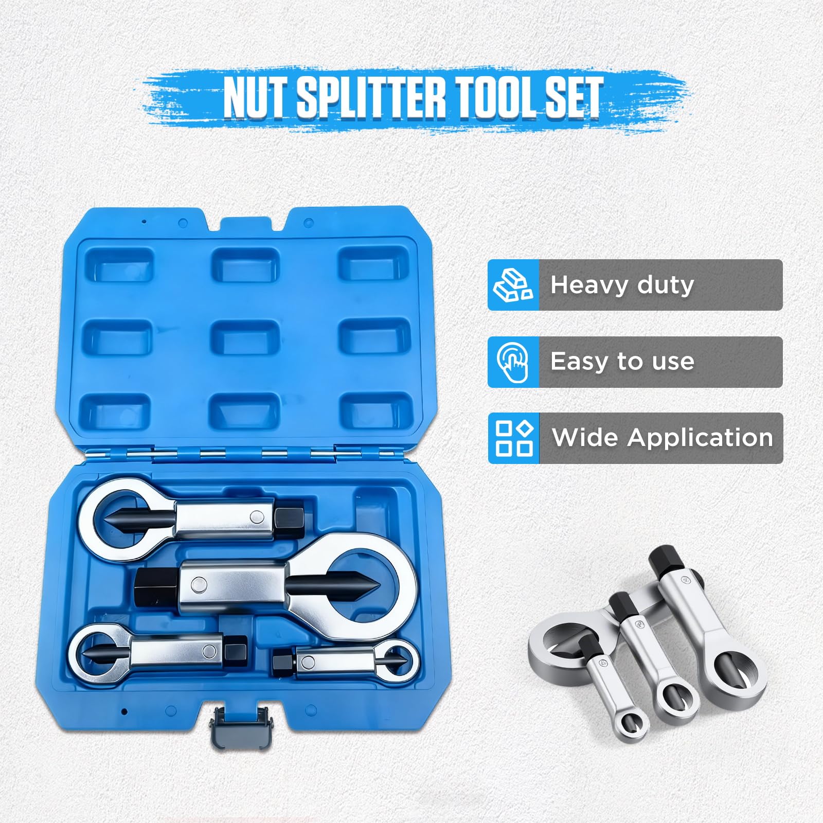 PLAYOCCAR nut splitter in action on a broken nut demonstrating use.